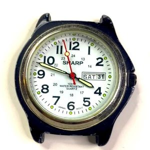 VINTAGE SHARP PC33A 12/24 MILITARY P8 DIAL WITH DAY DATE 100’ WATER RESISTANT